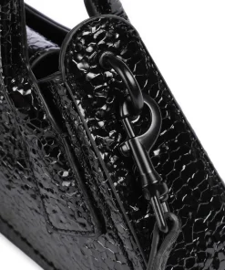 Schultertasche Lederimitat schwarz