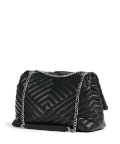 Schultertasche Lederimitat schwarz