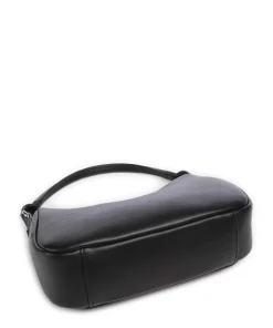 Schultertasche Lederimitat schwarz