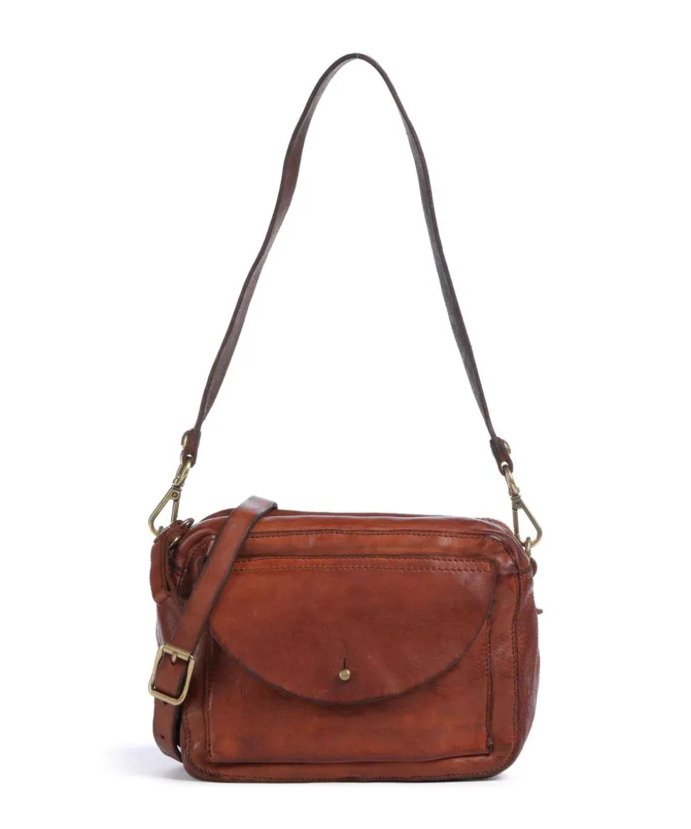 Schultertasche Rindsleder cognac