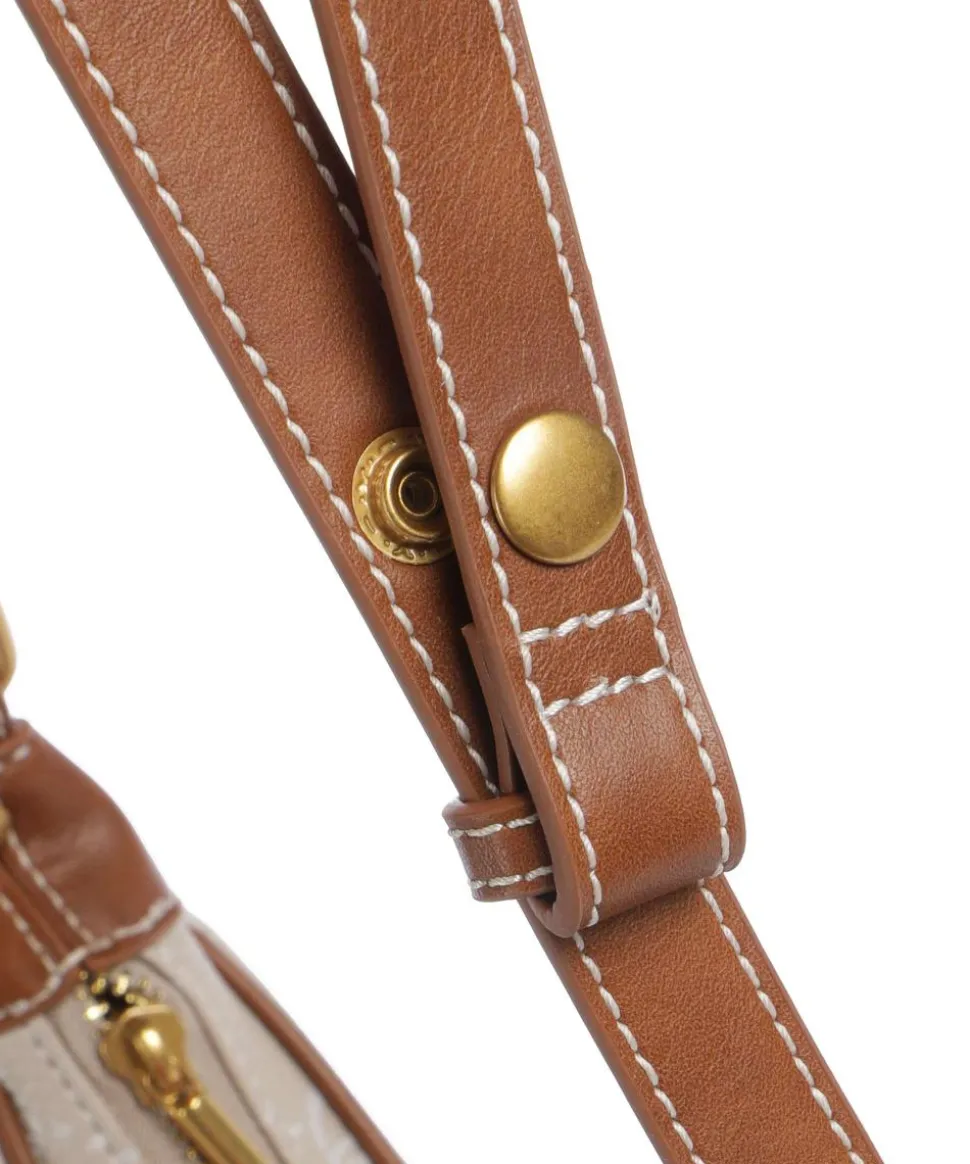 Selda Schultertasche Lederimitat beige/braun