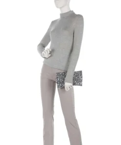 Sequins Clutch Rindsleder silber