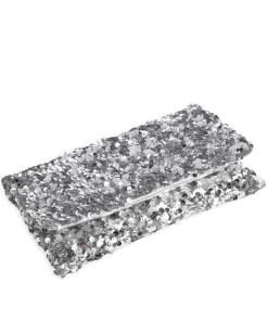 Sequins Clutch Rindsleder silber