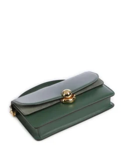 Sfera S Schultertasche fein genarbtes Leder, aufgerautes Leder dunkelgrün