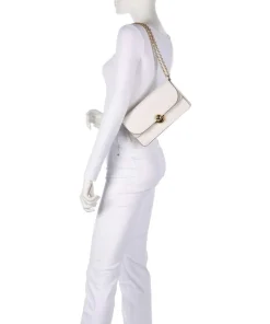 Sfera S Schultertasche fein genarbtes Leder, aufgerautes Leder creme