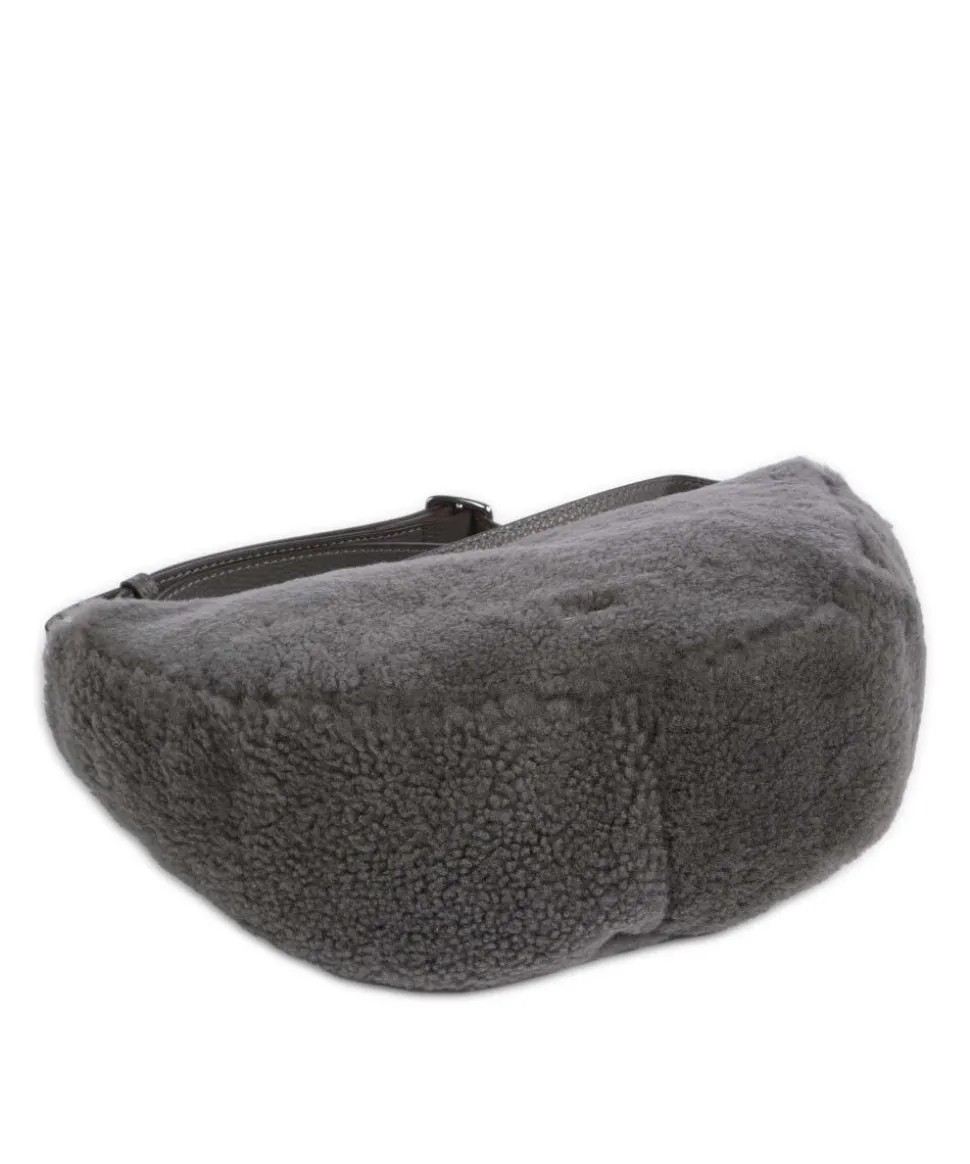 Shearling By My Side Umhängetasche Fell, genarbtes Rindsleder dunkelgrau