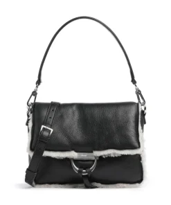 Shearling Temi Schultertasche weiches Rindsleder schwarz