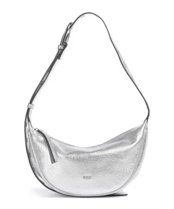 Shimmer By My Side Schultertasche genarbtes Rindsleder silber