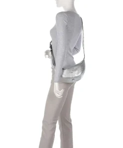 Shimmer By My Side Schultertasche genarbtes Rindsleder silber