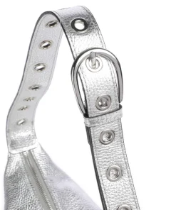 Shimmer By My Side Schultertasche genarbtes Rindsleder silber