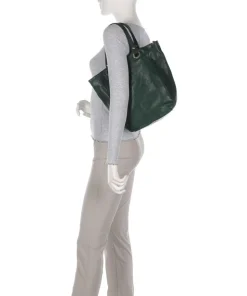 Shopper genarbtes Rindsleder dunkelgrün