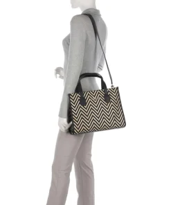 Silvana Handtasche Textil schwarz/beige