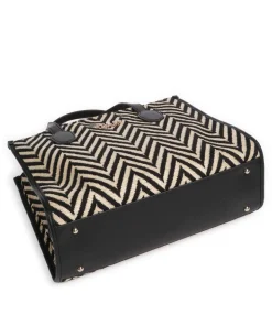 Silvana Handtasche Textil schwarz/beige