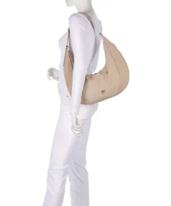 Slouchy Big Beuteltasche aufgerautes Kalbsleder beige