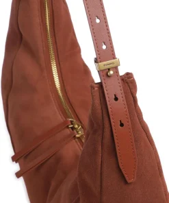 Slouchy Big Beuteltasche aufgerautes Kalbsleder braun