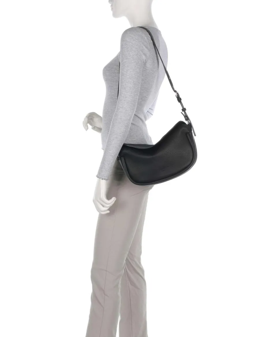 Small Pebble M Schultertasche genarbtes Rindsleder schwarz