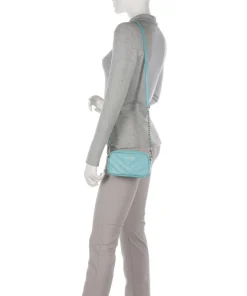 Soft Matelassé Umhängetasche weiches Rindsleder hellblau