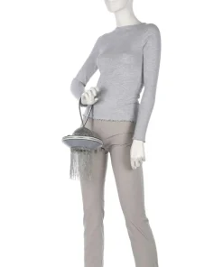 Spaced Out Handtasche Rindsleder, Schafsleder silber