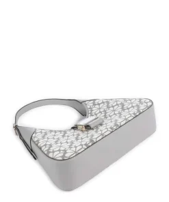 Spade Flower Jacquard Schultertasche Textil, fein genarbtes Rindsleder grau