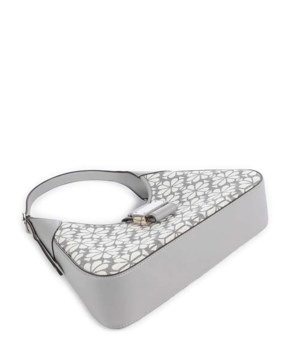 Spade Flower Jacquard Schultertasche Textil, fein genarbtes Rindsleder grau