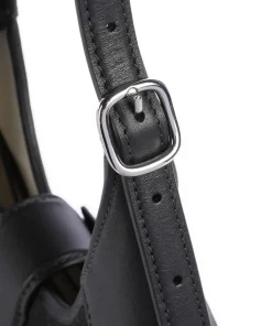 Spade Flower Jacquard Schultertasche Textil, fein genarbtes Rindsleder schwarz