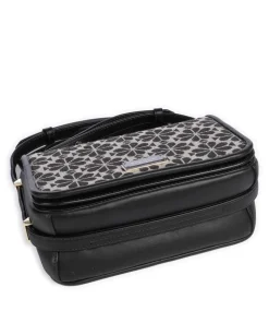 Spade Flower Jacquard Umhängetasche Textil, fein genarbtes Rindsleder schwarz/beige