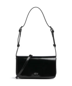 Specchio Charming Schultertasche glattes Rindsleder schwarz