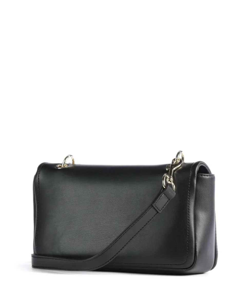 Strass Heart Chain Umhängetasche Lederimitat schwarz