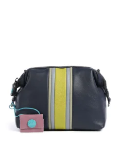 Stripes Funny Umhängetasche genarbtes Kalbsleder dunkelblau