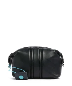 Stripes Funny Umhängetasche genarbtes Kalbsleder schwarz