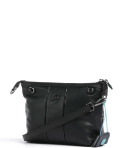 Stripes Funny Umhängetasche genarbtes Kalbsleder schwarz