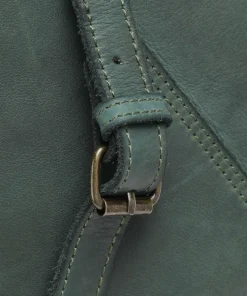 Submarine Schultertasche genarbtes Rindsleder dunkelgrün