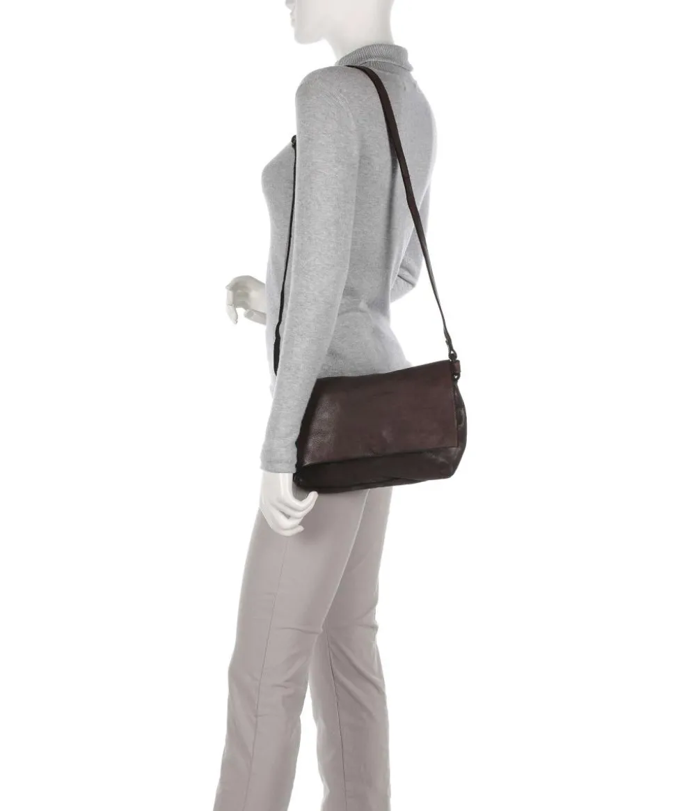 Submarine Schultertasche fein genarbtes Rindsleder dunkelbraun