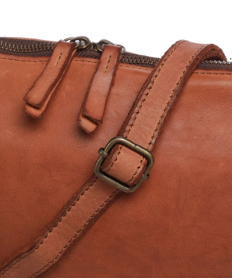 Submarine Schultertasche genarbtes Rindsleder cognac