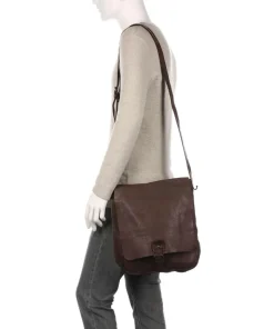 Submarine Schultertasche fein genarbtes Rindsleder dunkelbraun