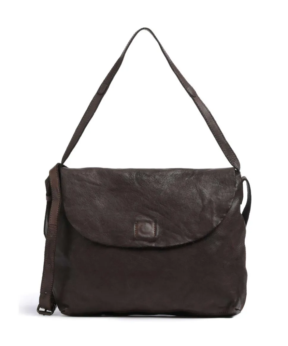 Submarine Schultertasche genarbtes Rindsleder dunkelbraun