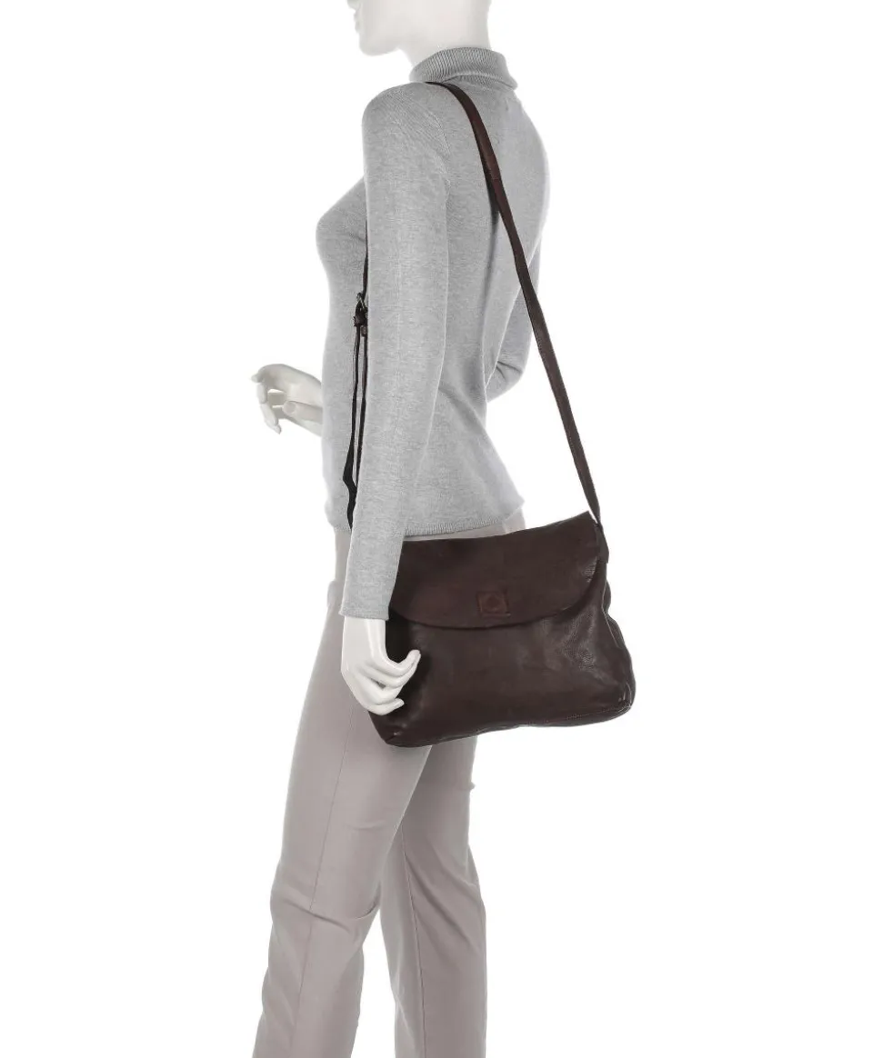 Submarine Schultertasche genarbtes Rindsleder dunkelbraun