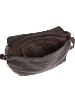 Submarine Schultertasche genarbtes Rindsleder dunkelbraun