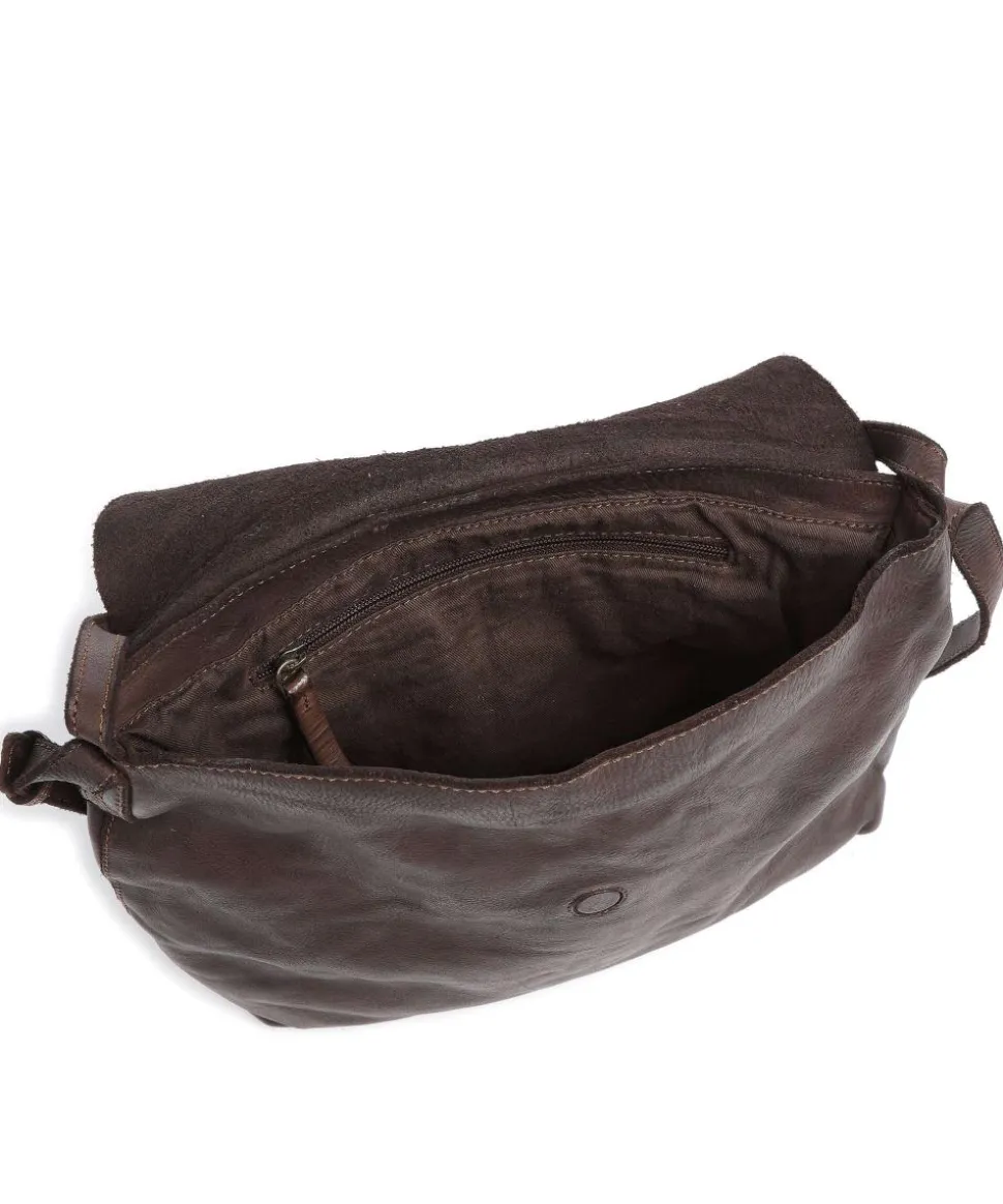 Submarine Schultertasche genarbtes Rindsleder dunkelbraun