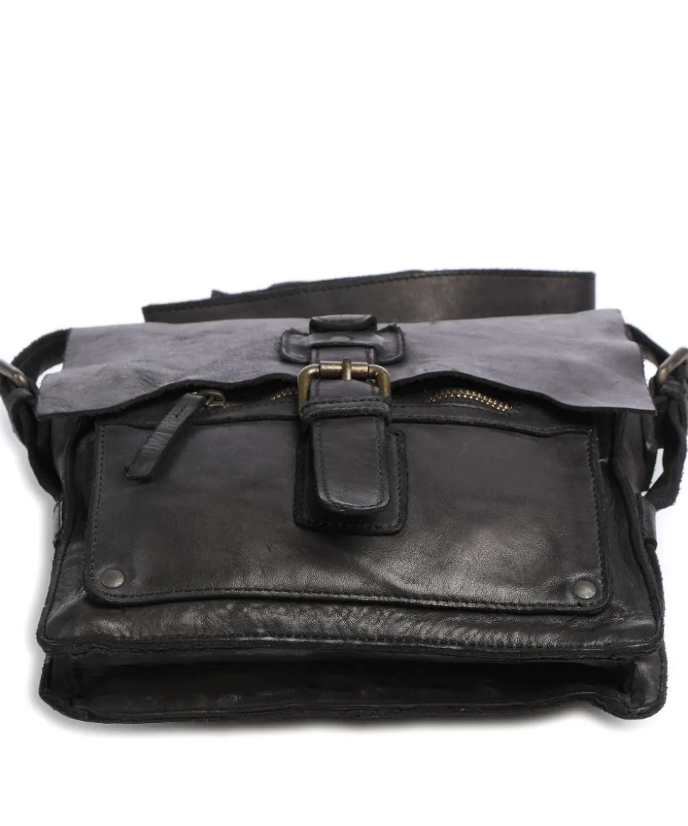 Submarine Umhängetasche fein genarbtes Rindsleder schwarz