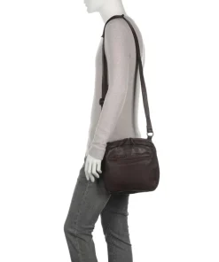 Submarine Umhängetasche genarbtes Leder dunkelbraun