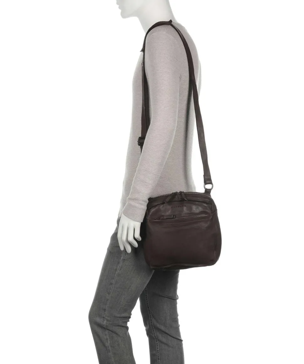 Submarine Umhängetasche genarbtes Leder dunkelbraun