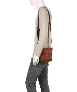 Submarine Umhängetasche genarbtes Rindsleder cognac