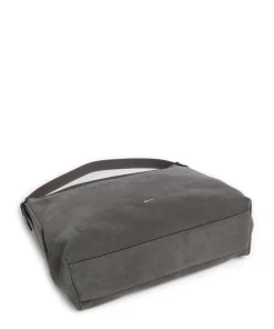 Suede Carina Beuteltasche aufgerautes Leder dunkelgrau