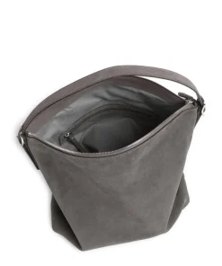 Suede Carina Beuteltasche aufgerautes Leder dunkelgrau