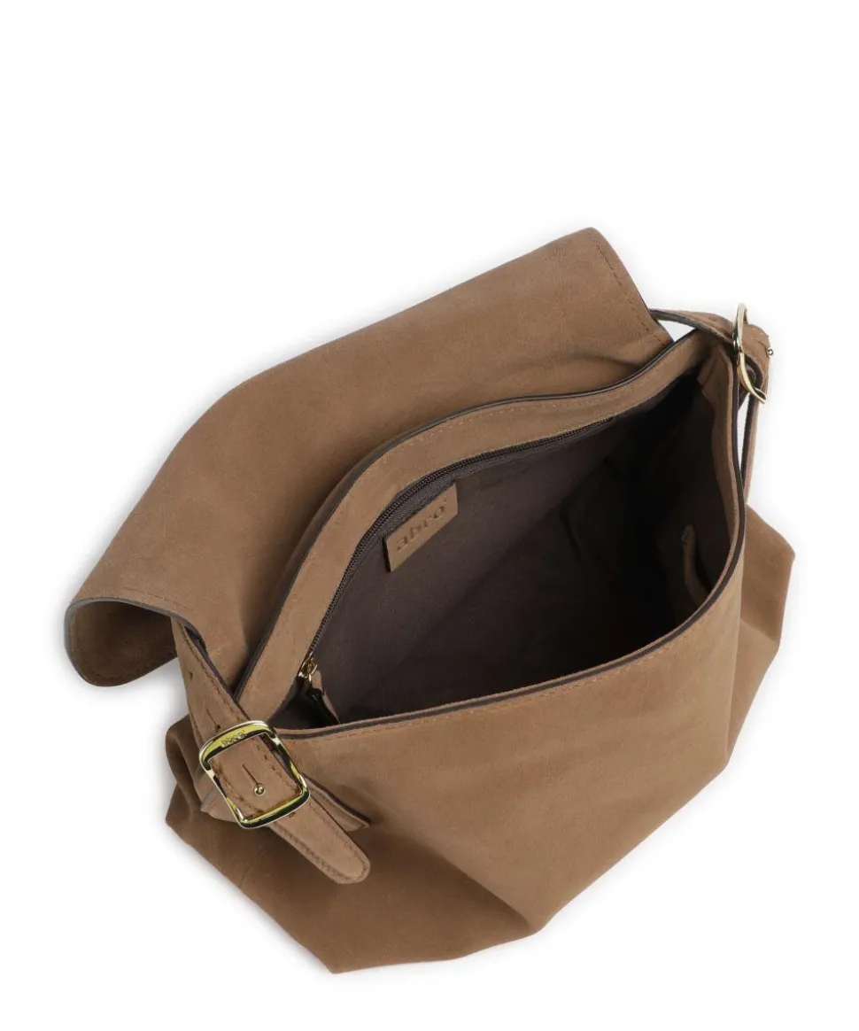 Suede Carina Beuteltasche aufgerautes Leder camel