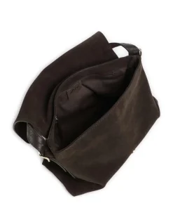 Suede Carina Beuteltasche aufgerautes Leder dunkelbraun