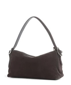 Suede Carina Schultertasche aufgerautes Leder dunkelbraun