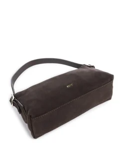 Suede Carina Schultertasche aufgerautes Leder dunkelbraun