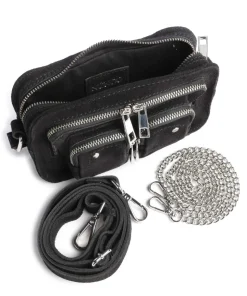 Suede Helena Umhängetasche aufgerautes Leder schwarz